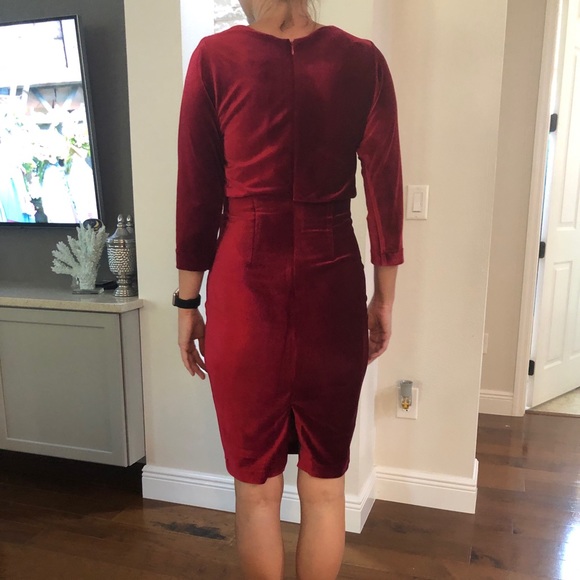 Belle Badgley Mischka Velvet IT Boatneck Dress 2 - Picture 4 of 4